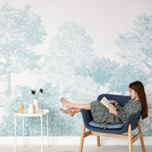 Hua Trees Mural Wallpaper Blue