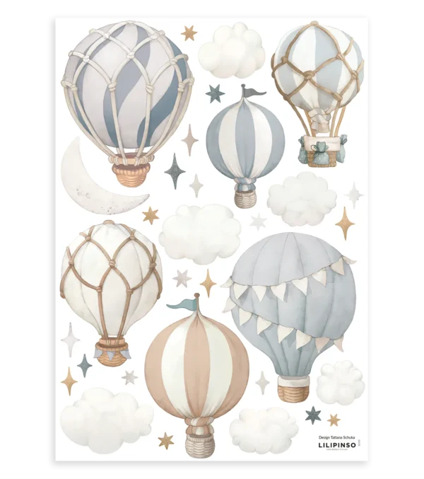 Wall Stickers Hot Air Balloons Blue