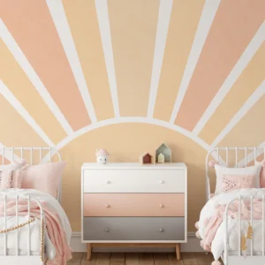 Rising Sun Wallpaper Pink Mural