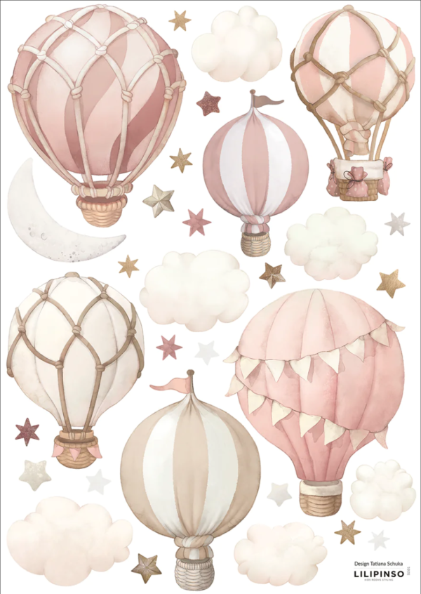 Stickers de Parede Balão de Ar Quente Rosa